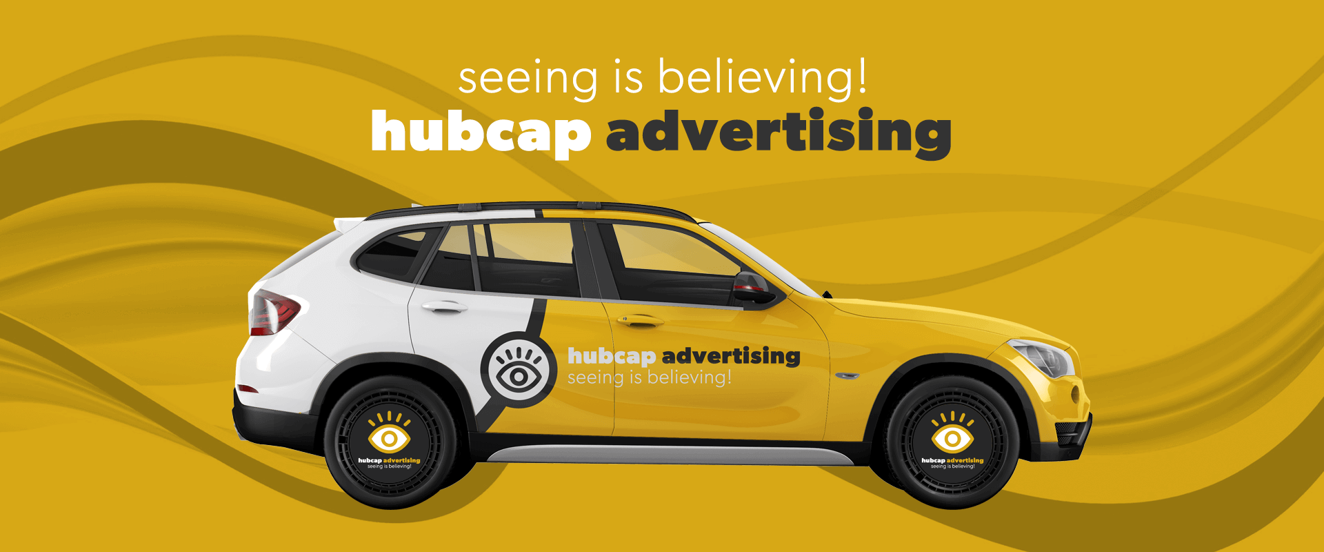 Hubcap advertising - Advertising for cars, taxis, busses and golf carts